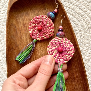 Kerek fülbevaló - ékszer - fülbevaló - lógó fülbevaló - Meska.hu