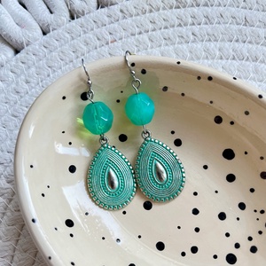 türkiz fülbevaló - ékszer - fülbevaló - lógó fülbevaló - Meska.hu