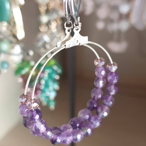Ametiszt fülbevaló - ékszer - karkötő - gyöngyös karkötő - Meska.hu