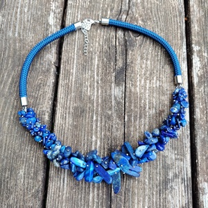 Lápisz lazuli nyaklánc II., Ékszer, Ékszerszett, Gyöngyfűzés, gyöngyhímzés, MESKA