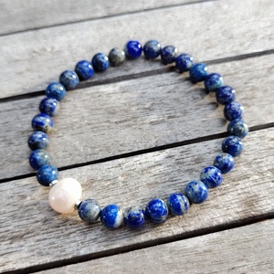 Ásványgyöngy karkötő édesvízi gyönggyel, Ékszer, Karkötő, Gyöngyös karkötő, Gyöngyfűzés, gyöngyhímzés, MESKA