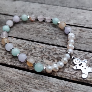 Karácsonyi ásványgyöngy karkötő , Ékszer, Karkötő, Gyöngyös karkötő, Gyöngyfűzés, gyöngyhímzés, MESKA