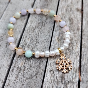 Karácsonyi ásványgyöngy karkötő , Ékszer, Karkötő, Gyöngyös karkötő, Gyöngyfűzés, gyöngyhímzés, MESKA