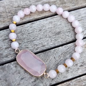 Rózsakvarc karkötő - ékszer - karkötő - gyöngyös karkötő - Meska.hu