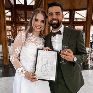 Nászajándék - Vonal rajz az ifjú párról - nyomtatással - Meska.hu