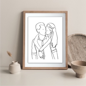 Nászajándék - Vonalrajz az ifjú párról - ajándék nyomtatással - esküvő - emlék & ajándék - nászajándék - Meska.hu
