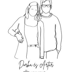 Örökké együtt - nászajándék, egyedi vonalrajz ajándékba- nyomtatással - esküvő - emlék & ajándék - nászajándék - Meska.hu