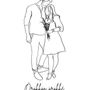 Örökké együtt - Lineart portré - Vászonra nyomtatva - Nászajándék - otthon & életmód - dekoráció - kép & falikép - vászonkép - Meska.hu
