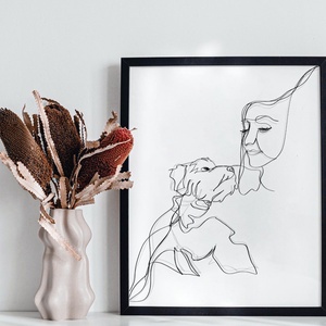 Vonalrajz - portré - kedvenceddel - nyomtatással - Meska.hu