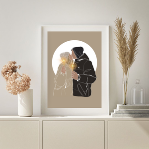 AJÁNDÉK NYOMTATÁSSAL - Egyedi páros digitális rajz ajándékba - művészet - fotográfia - portré - Meska.hu