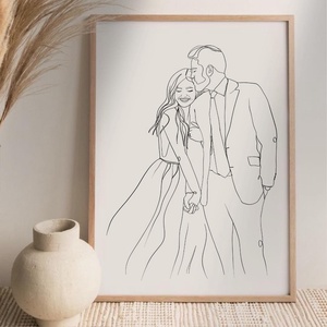 Valentin-napi szívhez szóló egyedi vonalrajz ajándékba - nyomtatással - művészet - grafika & illusztráció - egyéb rajzok - Meska.hu