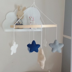 Kék csillagos körforgó - játék & sport - 3 éves kor alattiaknak - kiságyforgó - Meska.hu