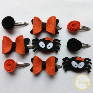 Halloween hajcsat, narancs-fekete masni - otthon & életmód - dekoráció - halloween - halloweeni ékszerek - Meska.hu