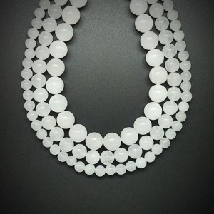 Jáde fehér tejszín hőkezelt golyó 4mm  ékszerkészítő alapanyag (füzér), Kellékek & szerszámok, Ásvány alapanyag, Ásványfüzér, , MESKA