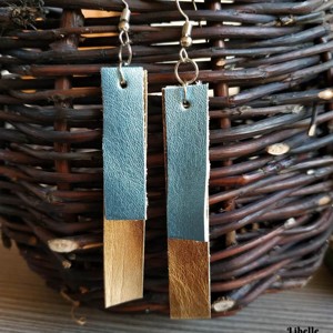 Kék-arany hosszú fülbevaló - ékszer - fülbevaló - lógó fülbevaló - Meska.hu