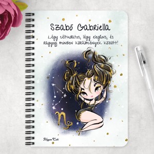 Személyre szabható - Barna hajú Csini Bak lány mintás A5-ös füzet - otthon & életmód - papír, írószer - jegyzetfüzet & napló - Meska.hu
