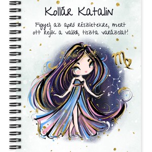 Személyre szabható - Fekete hajú Csini Szűz lány mintás A5-ös füzet, Otthon & Életmód, Papír, írószer, Jegyzetfüzet & Napló, , MESKA