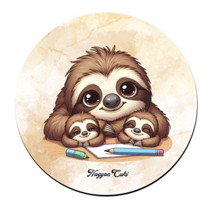 Cuki lajhár Apa és két gyereke mintás pohár alátét, , , MESKA