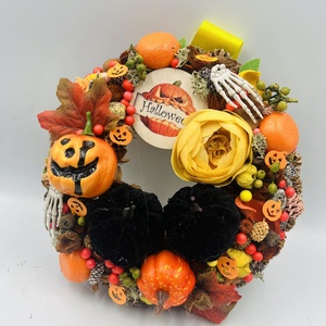Őszi halloween ajtódísz, Otthon & Életmód, Dekoráció, Ajtó- és ablak dekoráció, Ajtódísz & Kopogtató, Virágkötés, MESKA