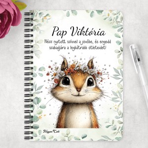 Személyre szabható - Az erdő kis akrobatája, a mókus mintás A6-os füzet - otthon & életmód - papír, írószer - jegyzetfüzet & napló - Meska.hu