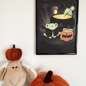 Halloween békák A4-es illusztráció � őszi falikép, Művészet, Grafika & Illusztráció, Egyéb rajzok, , MESKA