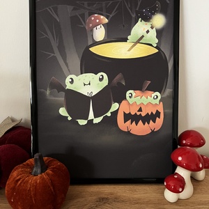 Halloween békák A4-es illusztráció � őszi falikép - művészet - grafika & illusztráció - egyéb rajzok - Meska.hu