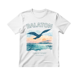 Balaton naplemente mintás fehér pamut póló - ruha & divat - női ruha - póló, felső - Meska.hu
