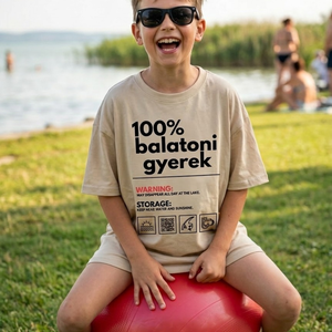 Balatoni gyerek feliratos label grafikás póló, gyerek és felnőtt változat is - ruha & divat - férfi ruha - póló - Meska.hu