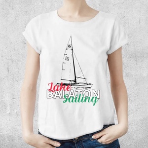 Lake Balaton Sailing, vitorlás magyar színekkel pamut póló, férfi, női és gyerek verzióban is - ruha & divat - férfi ruha - póló - Meska.hu