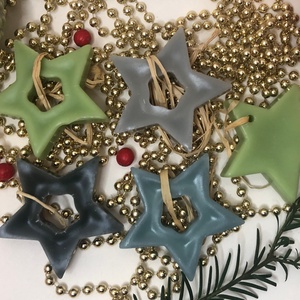 Viaszműves Illatos csillagok karácsonyfadísz csomag - zöld - Meska.hu