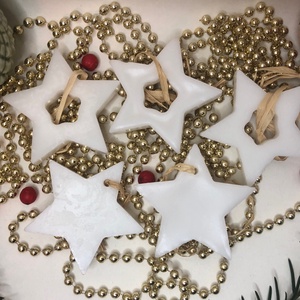 Viaszműves Illatos csillagok karácsonyfadísz csomag - fehér - Meska.hu