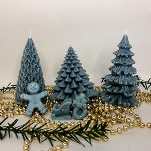 Karácsonyi erdő gyertyakollekció - türkiz - Meska.hu