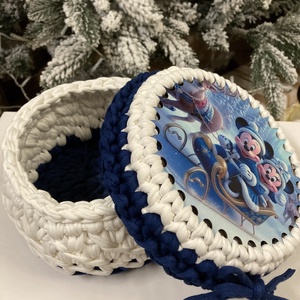 Horgolt ajándék doboz - otthon & életmód - tárolás & rendszerezés - tárolókosár - Meska.hu