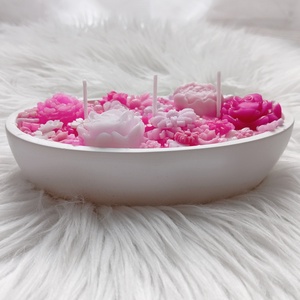 Rózsaszín virágtenger (ovális) - otthon & életmód - gyertya, illat, aroma - gyertya - Meska.hu