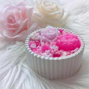 Rózsaszín virágtenger (kör), Otthon & Életmód, Gyertya, illat, aroma, Gyertya, Gipszöntés, Gyertya-, mécseskészítés, MESKA