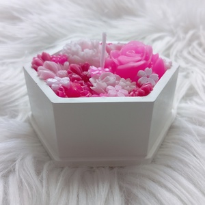 Rózsaszín virágtenger (hatszög) - otthon & életmód - gyertya, illat, aroma - gyertya - Meska.hu