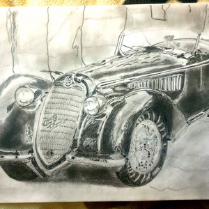 1936' Alfa Romeo 8C 2900 B Lungo Spider valósághű grafitceruza rajz, Művészet, Grafika & Illusztráció, Ceruzarajz, Fotó, grafika, rajz, illusztráció, MESKA