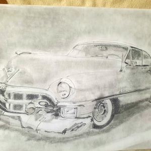 1953'Cadillac Series 62 Coupe valósághű grafitceruza rajz, Művészet, Grafika & Illusztráció, Ceruzarajz, , MESKA