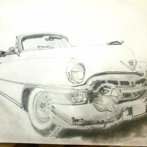 1953'Cadillac Series 62 Convertible valósághű  grafitceruza rajz, Művészet, Grafika & Illusztráció, Ceruzarajz, , MESKA