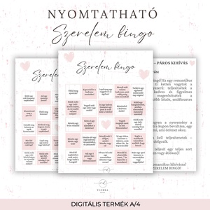 Valentin-napi Bingó pároknak Figyeljünk Tudatosan Egymásra! , Játék & Sport, Táblajáték és Kártyajáték, Bingó, Fotó, grafika, rajz, illusztráció, MESKA