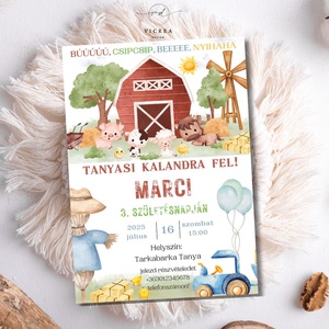 Tanyasi születésnapi meghívó  Kalandra fel a farmon!, Otthon & Életmód, Papír, írószer, Meghívó, Ajándékozás kellékei, Fotó, grafika, rajz, illusztráció, MESKA