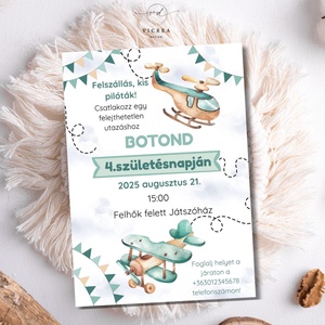Emelkedj velünk a magasba!  Egyedi repülős születésnapi meghívó , Otthon & Életmód, Papír, írószer, Meghívó, Ajándékozás kellékei, Fotó, grafika, rajz, illusztráció, MESKA