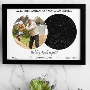 Az égbolt, amikor a nagypapám lettél  Egyedi fényképes csillagképes emlékposzter Apák napjára, Otthon & Életmód, Dekoráció, Kép & Falikép, Poszter, Fotó, grafika, rajz, illusztráció, MESKA