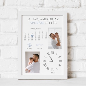 A nap, amikor az apukám lettél emlékposzter- Személyre szabható ajándék Apák napjára - Meska.hu