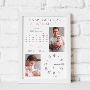 A nap, amikor az apukám lettél emlékposzter- Személyre szabható ajándék Apák napjára, Otthon & Életmód, Dekoráció, Kép & Falikép, Poszter, Fotó, grafika, rajz, illusztráció, MESKA