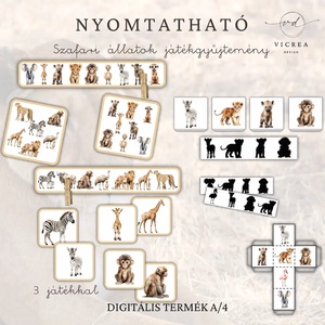 Szafari fejlesztő csomag gyerekeknek � Foglalkoztató + játékgyűjtemény nyomtatható PDF  Nyomtatható Montessori csomag ( - játék & sport - készségfejlesztő és logikai játék - oktató játékok - Meska.hu