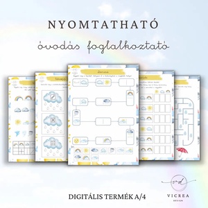 Időjárás tematikájú nyomtatható fejlesztő csomag óvodásoknak - játék & sport - készségfejlesztő és logikai játék - oktató játékok - Meska.hu