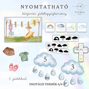 Időjárás tematikájú nyomtatható fejlesztő csomag óvodásoknak - játék & sport - készségfejlesztő és logikai játék - oktató játékok - Meska.hu