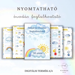 Időjárás tematikájú nyomtatható fejlesztő csomag óvodásoknak - játék & sport - készségfejlesztő és logikai játék - oktató játékok - Meska.hu