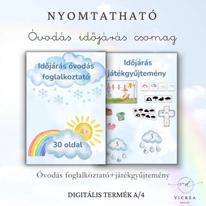 Időjárás tematikájú nyomtatható fejlesztő csomag óvodásoknak, Játék & Sport, Készségfejlesztő és Logikai játék, Oktató játékok, Fotó, grafika, rajz, illusztráció, MESKA